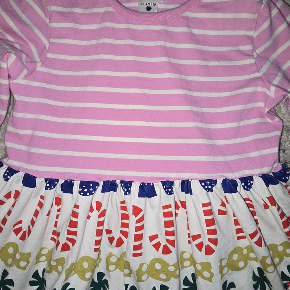 Hanna Andersson Pink Striped Dress with Festive Christmas Pattern - Picture 7 of 7